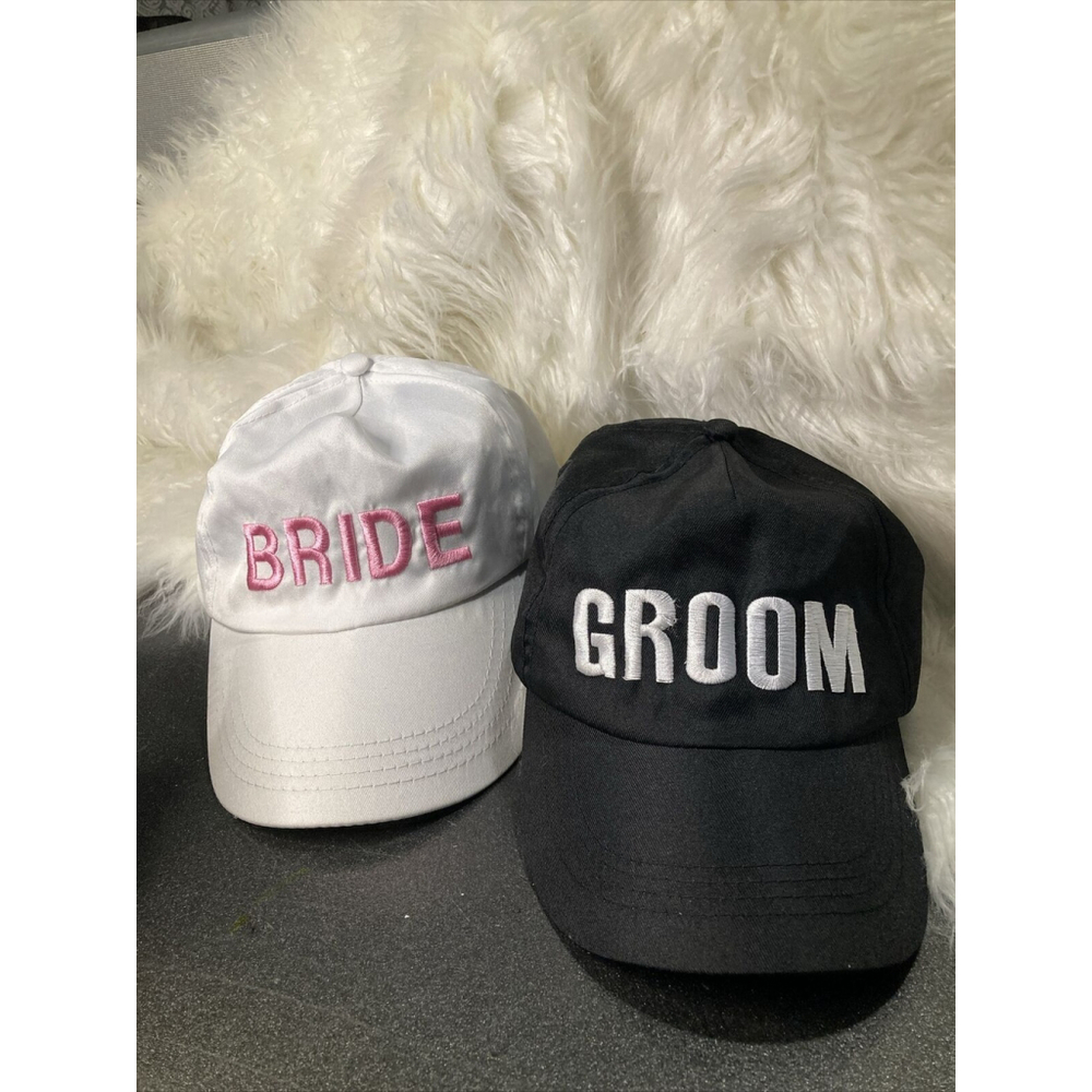 Groom And Bride Hat Preowned Adjustable Strap